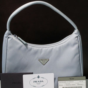 Authentic Prada Handbag Light Blue Nylon EUC!